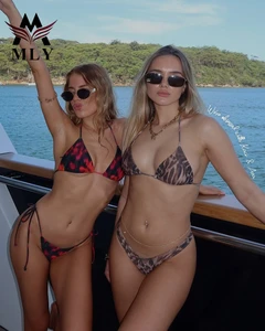 MLY Exy Bikini Set Floral Print Triangle Bathing Suits Custom Womens Swimwear Two Piece Beach Swimsuit Thong Bikini