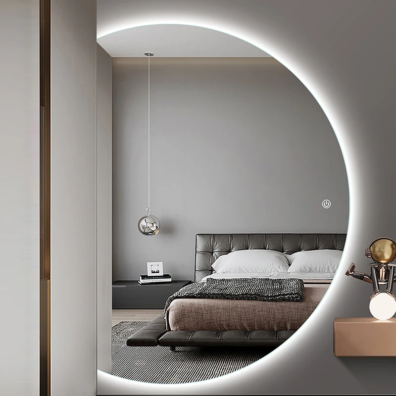 Hotel Wall Decorative Bathroom Vanity Half Moon Led Lighted Mirror
