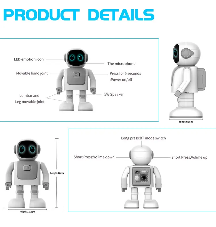 Funny Robot Toy Creative Gift Dancing Robot  Speaker  Smart  Speaker   Programming Robot
