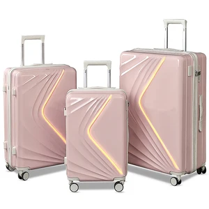 Innovative Luggage ABS+PC Material 20/24/28 Inch Smart Light Suitcase with USB Port and Multi-Color Glow Light
