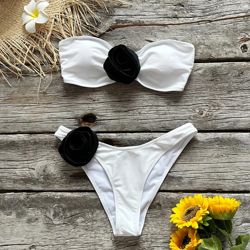 New Design 3D Floral Customised Swim Suit Costume Bathing Suit for Women's Beachwear  Two Pieces Swimsuit Sexy Bikini Set