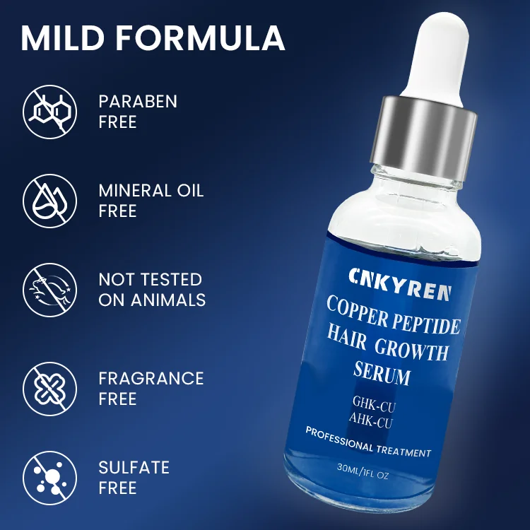 Organic Ghk-cu Hair Growth Serum Hyaluronic Acid Infused Moisturizing Blue Copper Peptide Nourishing Smoothing Hair Loss