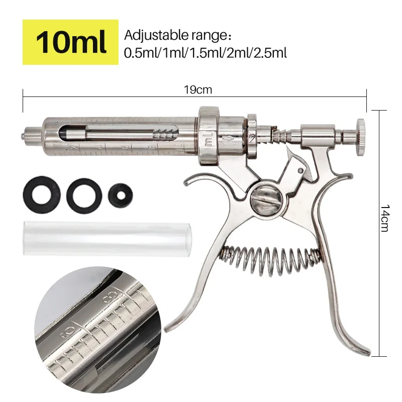 Metal Veterinary Vaccine Injector Gun Auto Syringe Poultry Injection Automatic Syringes for Sale