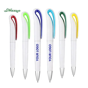 Custom Logo Printed 1.0mm Black Ink Ballpoint Pen Yellow Plastic Body for Hotels Office Signatures and Gifts