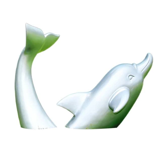 Simulated Stainless Steel Dolphin Outdoor Fiberglass Marine Animal Sculpture Garden Landscape Park Lawn Resin Art Sculpture