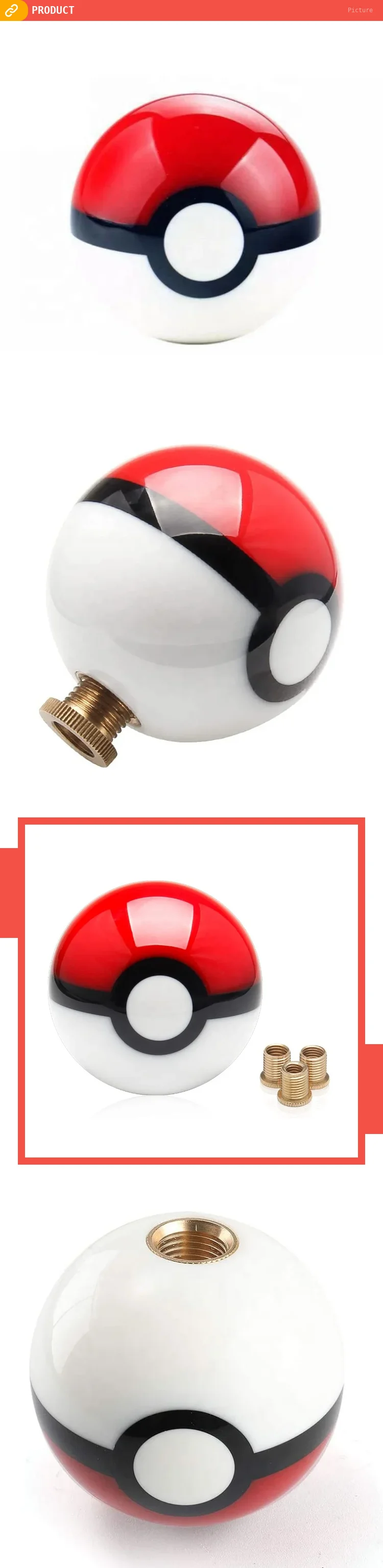 Jdmotorsport88 Universal Red With White Poke Ball Manual Gear Shift ...