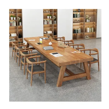 Nordic Style Solid Wood Long Table Simple Rectangular Modern Solid Wood Desk Set Dining Table And Chair