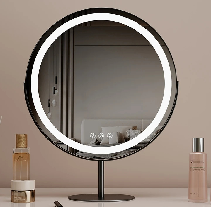 LED Makeup Mirror with Smart Touch Buttons USB Charging Interface and PVC Backboard for Personal Beauty