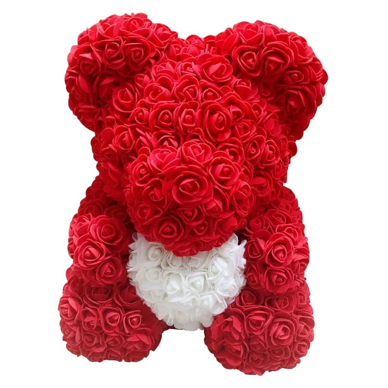Artificial Handmade Bears Rose With Red Heart Rose Teddy Bear with Gift Box