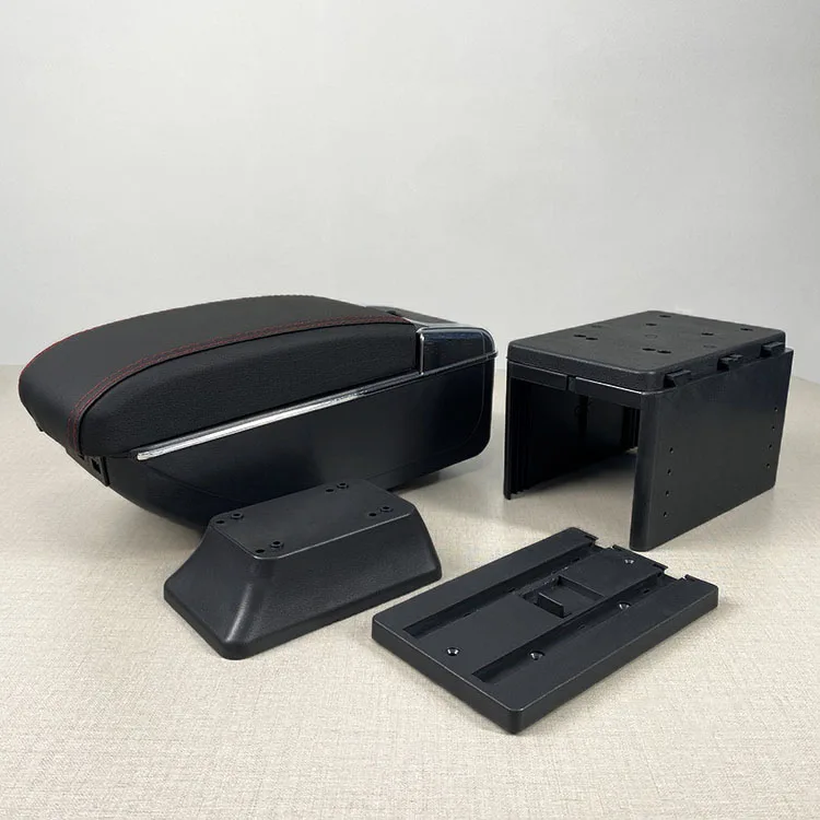 product universal leather car armrest central store content storage box with usb charger center console armrests box-7