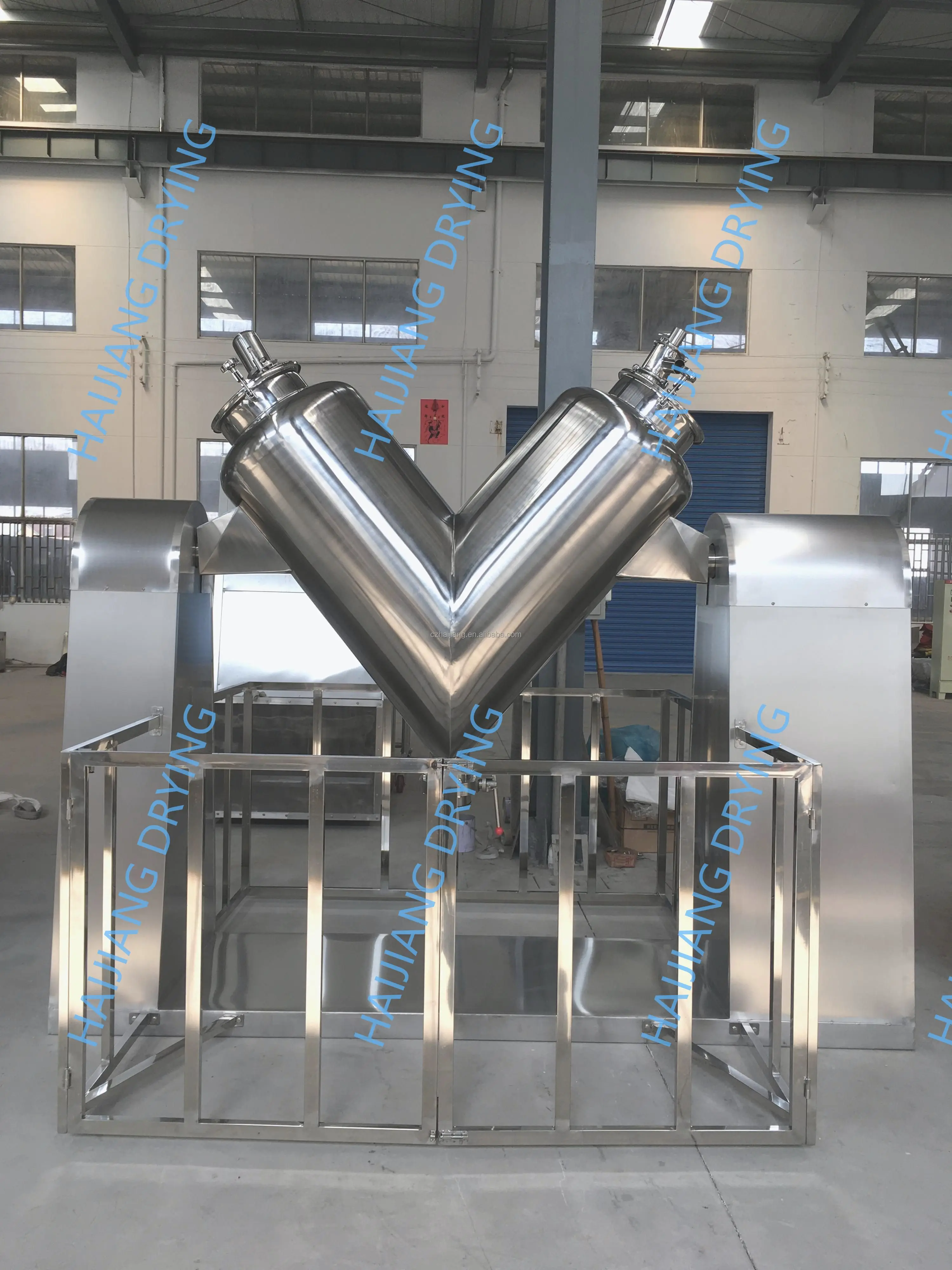 Hai Jiang Factory Made 30kg V Type Mixer V Type Cosmetic Mixer Juice Powder Mixer with Protective Fence