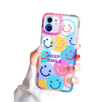 Soft TPU Clear Smiley Flower Cover Case Cute Smile Face Phone Case Compatible with iPhone 11 Lens Protection Shockproof Fashion