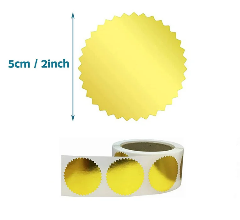 Custom Gold Metallic Certificate Sealing Labels Awards Legal Embossing