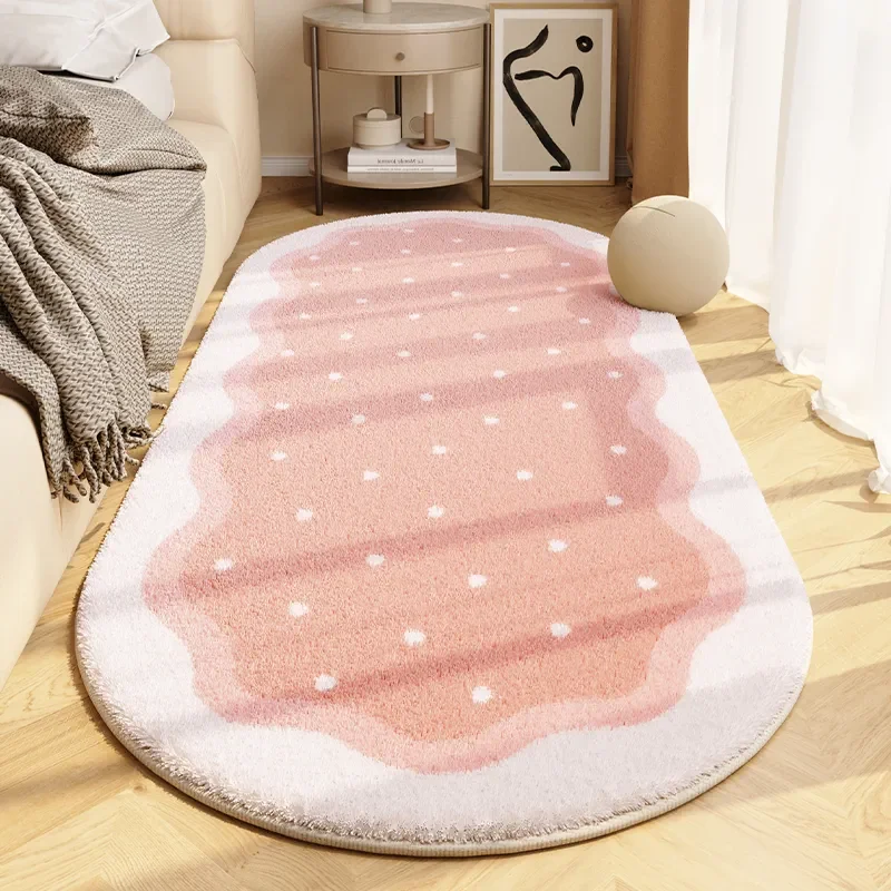 Bedroom Bed Rug Irregular Shape Microfiber Mat Machine Washable Living Room