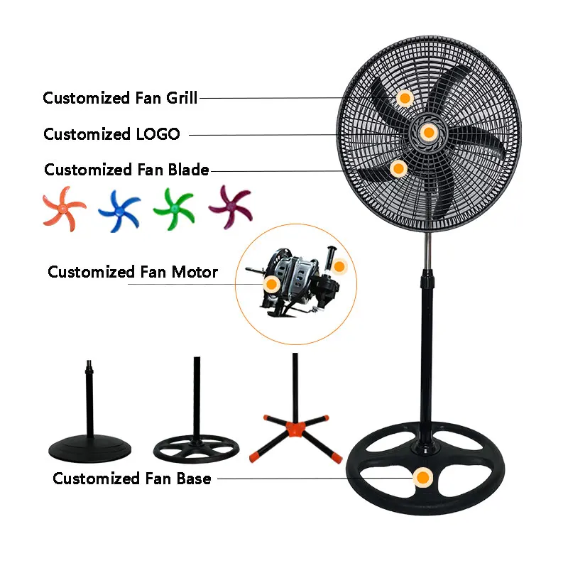 Factory Industrial Standing Fan, 50 W, Plastic - detail 12