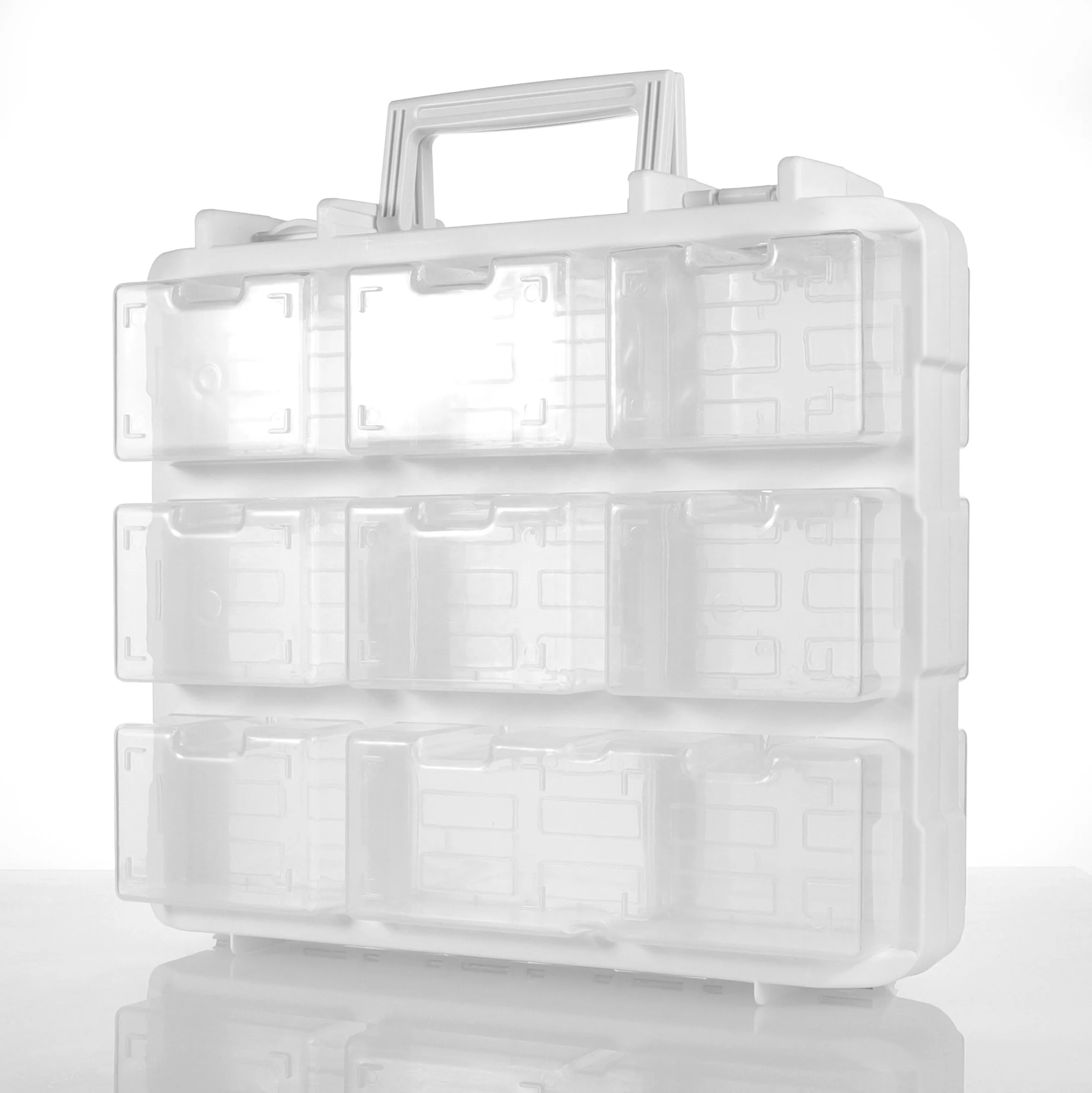 29656 Double Side Storage Box  Tool Storage Box  with 16 Compartment Removable for Storing Screws Nuts Bolts and Small Tools