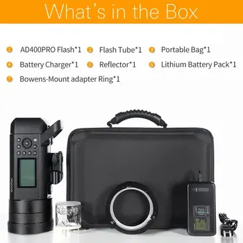 Godox AD400Pro TTL HSS Flash with Bag CB10 Built-in 2.4G Wireless X System Li-on Battery Outdoor Flash product image