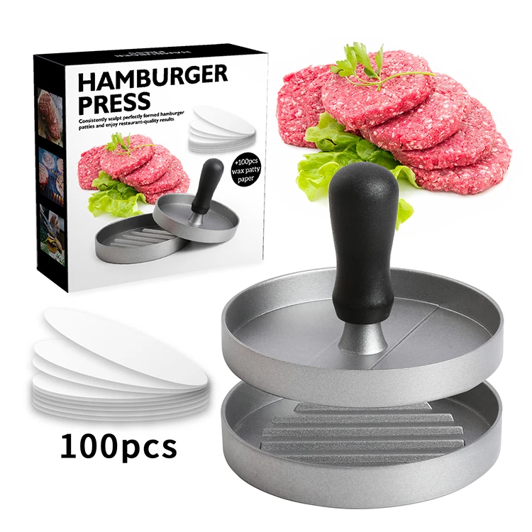 Burger Press Hamburger Patty Maker Mold Meat Aluminum Alloy Non-Stick   q 