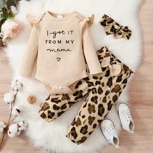 Ins Spring 2026 Baby Girl Pullover Suit Cotton Cute Leopard Print Europe and America Style Pants Set