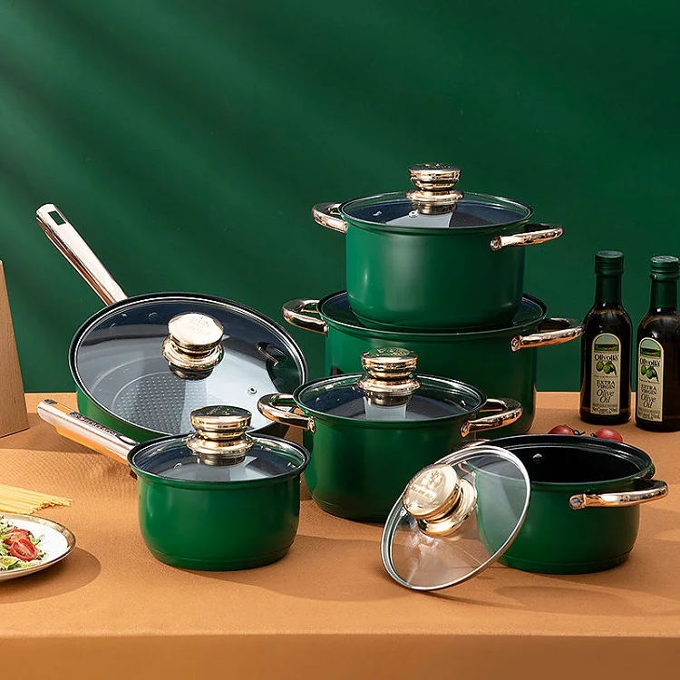 Manufacturer Wholesale Kitchen Ware 12pcs Stainless Steel Gold