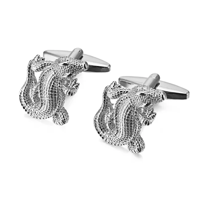 Wholesale Silver Gold Elegant Crocodile Novelty Cufflinks Custom Mens Suit Shirt Fashion Accessory Wedding Tuxedo Trendy Jewelry