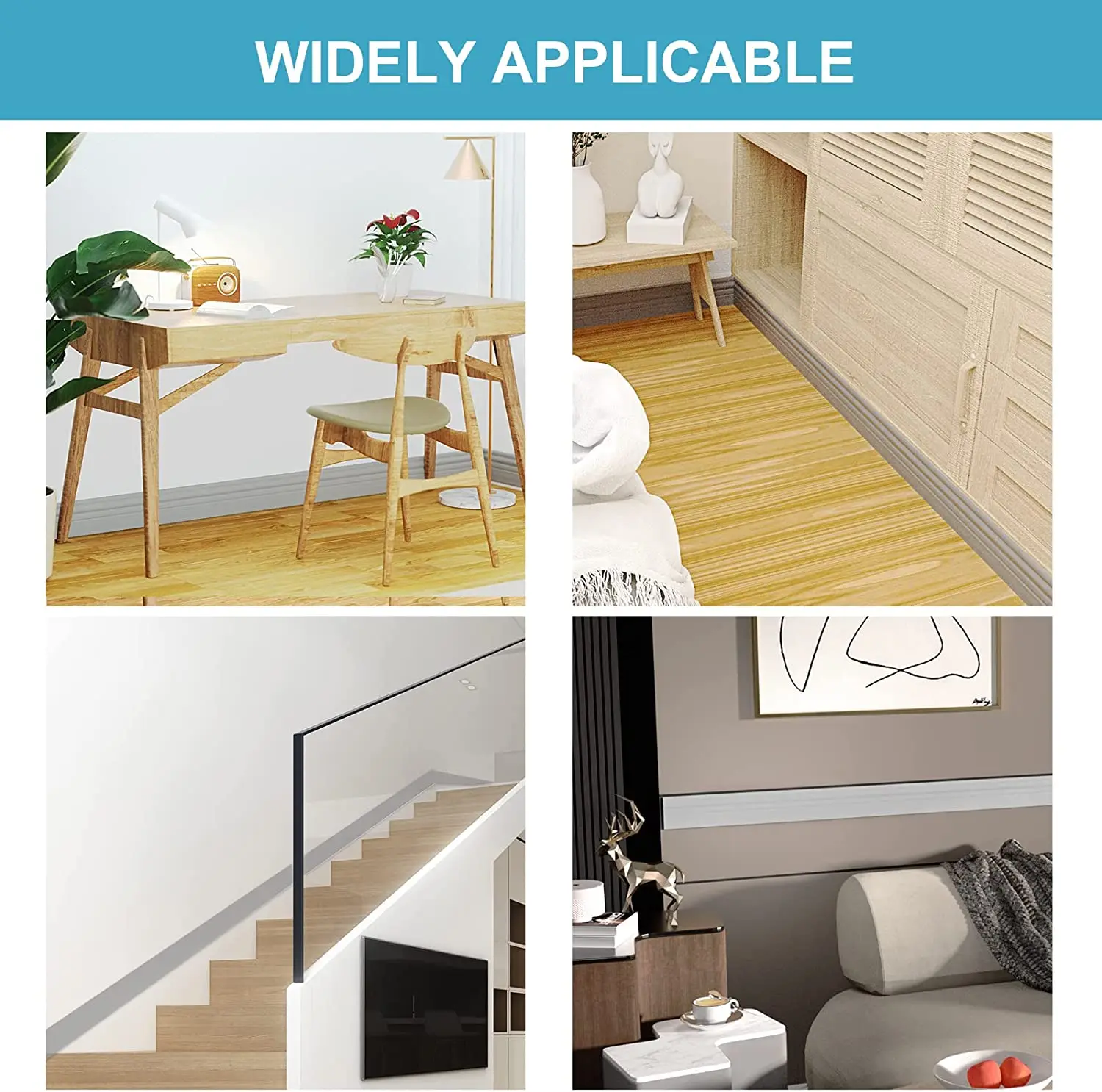 Flexible Wall Base Moulding Trim Peel And Stick Rubber Baseboards