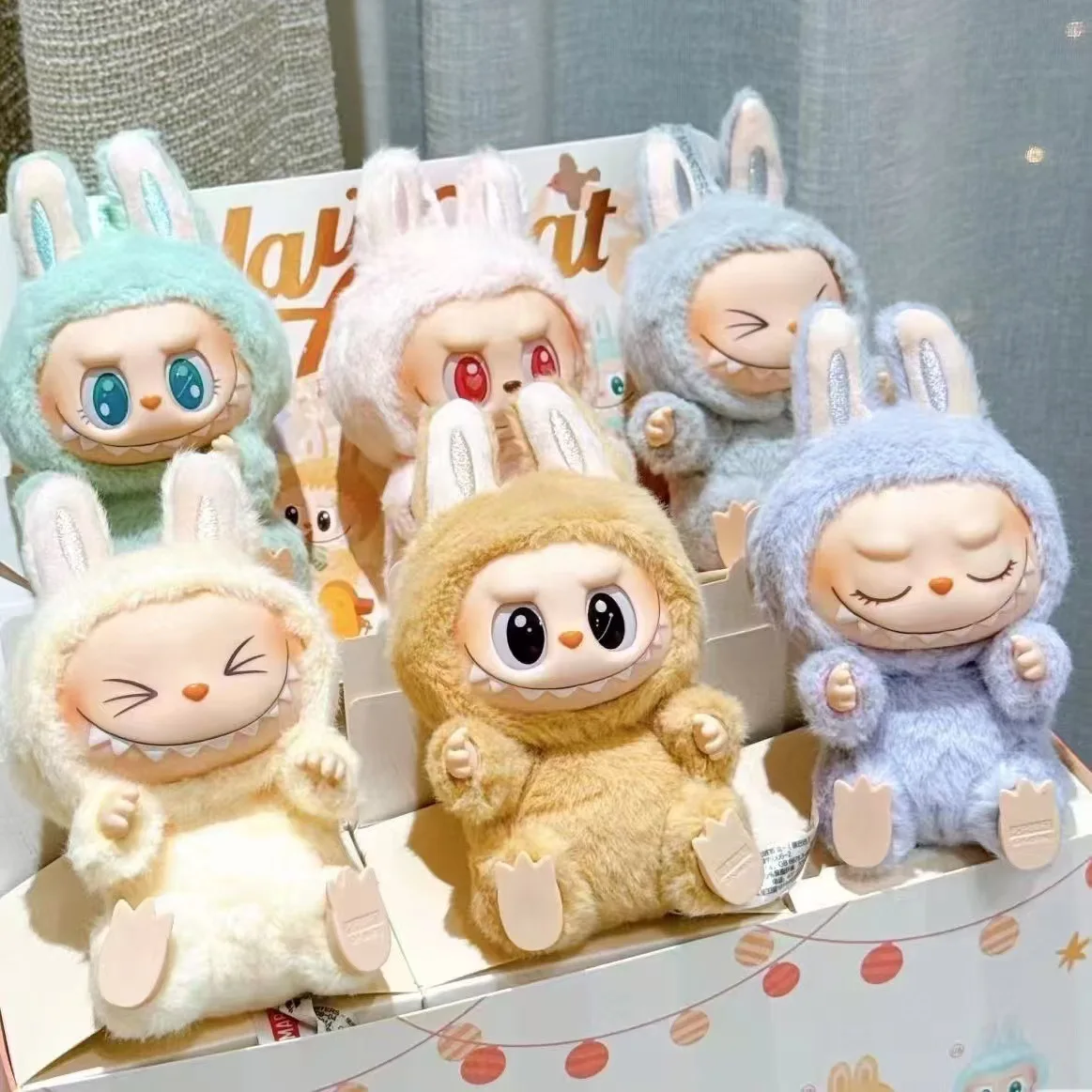 Labubus Second Generation Plush Keychain Macaron Bubble Series Vinyl Dolls Face Plush Doll Blind Box