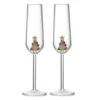 Nouveau verre à champagne sapin de Noël plaqué or rose lot de deux