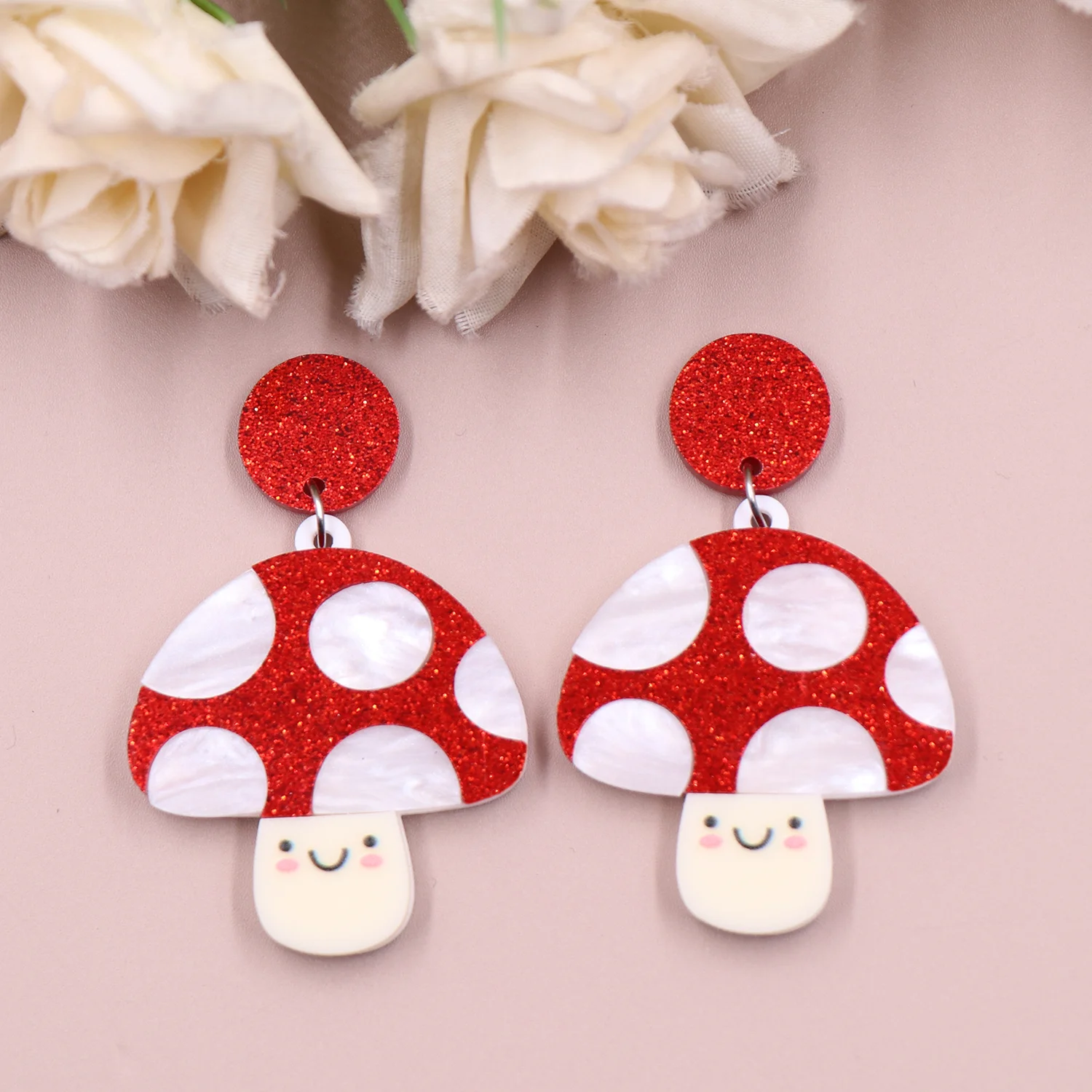 ERS765ER1645 1pair Top fashion CN Drop Mushroom cute Acrylic earrings Jewelry for women manufacture