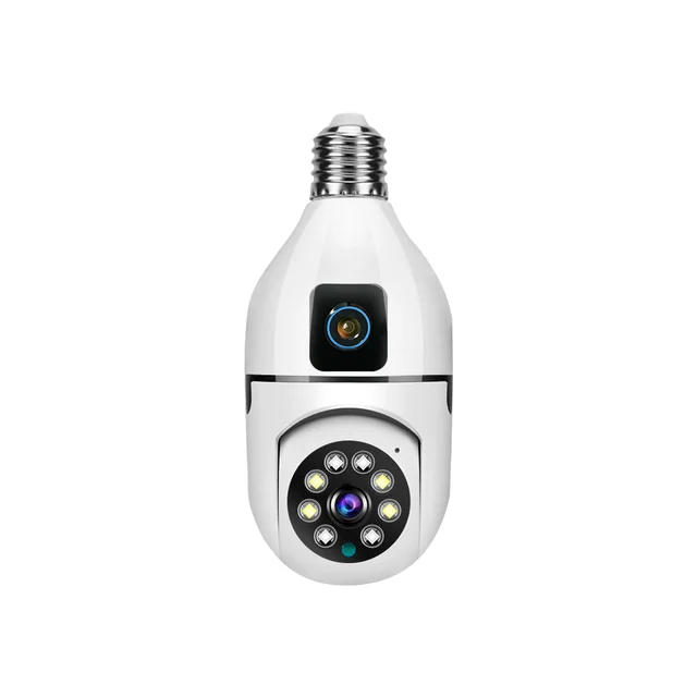 V380 Pro Dual Lens Dual Screen E27 Bulb Camera Two Ways Audio Color Night Vision Smart Home Security Wireless WIFI Indoor Camera