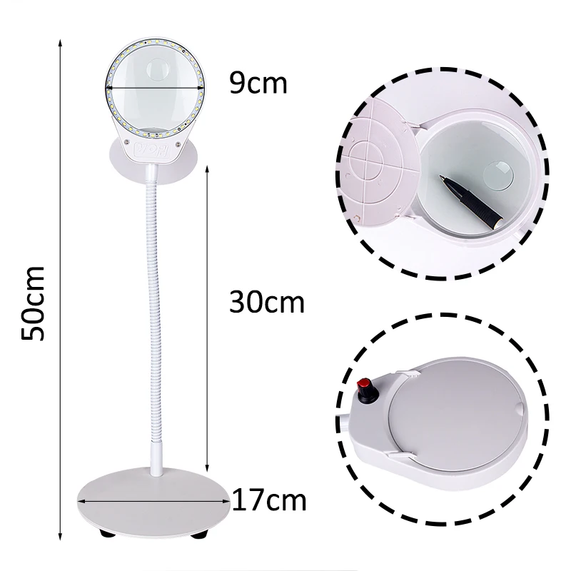
Увеличительное стекло для чтения или ремонта часов, регулируемое настольное увеличительное стекло со светодиодной лампой 