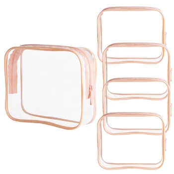 Wholesale Large Zipper Makeup Bag Travel Organizer Plastic PVC Clear Nude Pink Travel Cosmetic Bag for Women