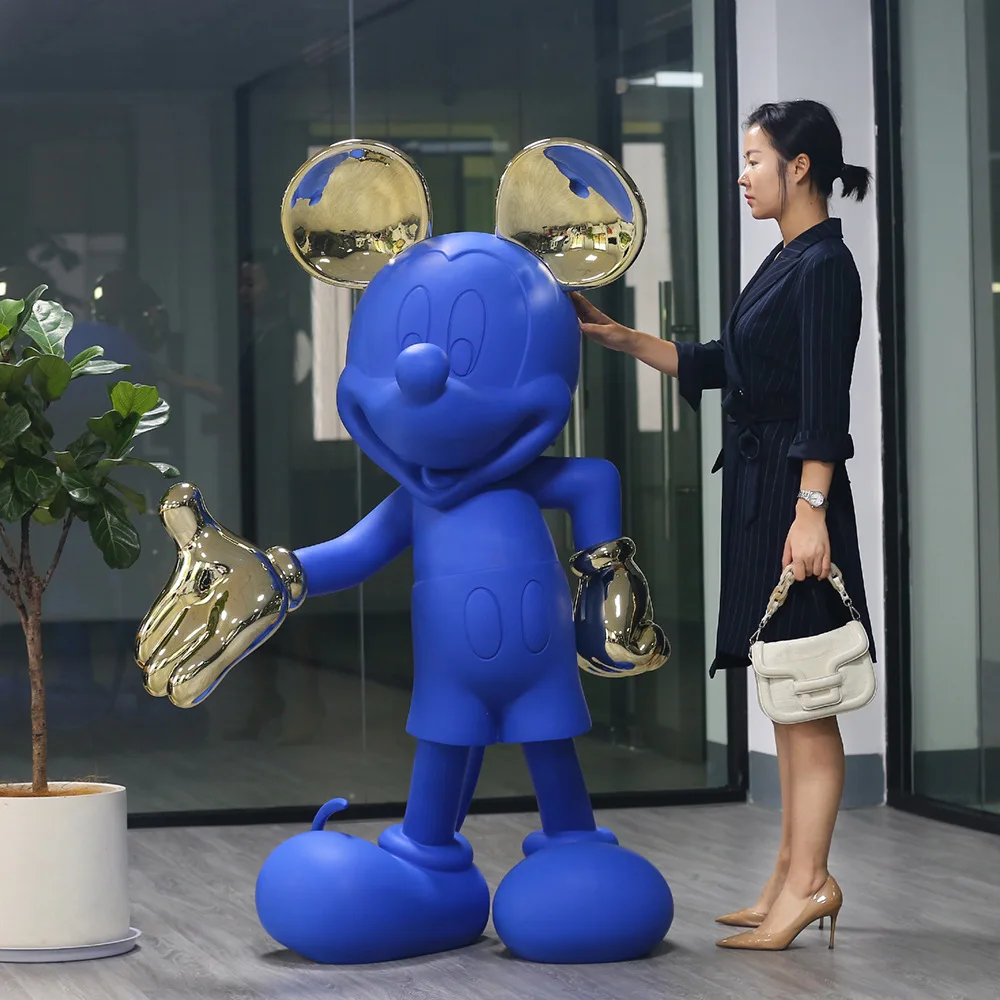 Большая полимерная сидячая Гальваническая скульптура Микки для художественной коллекции