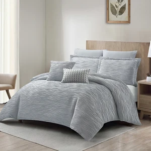 Jacquard Home Textile 5pcs Vintage Waffle Comforter Set Super King Queen King Available Embroidered Duvet Cover