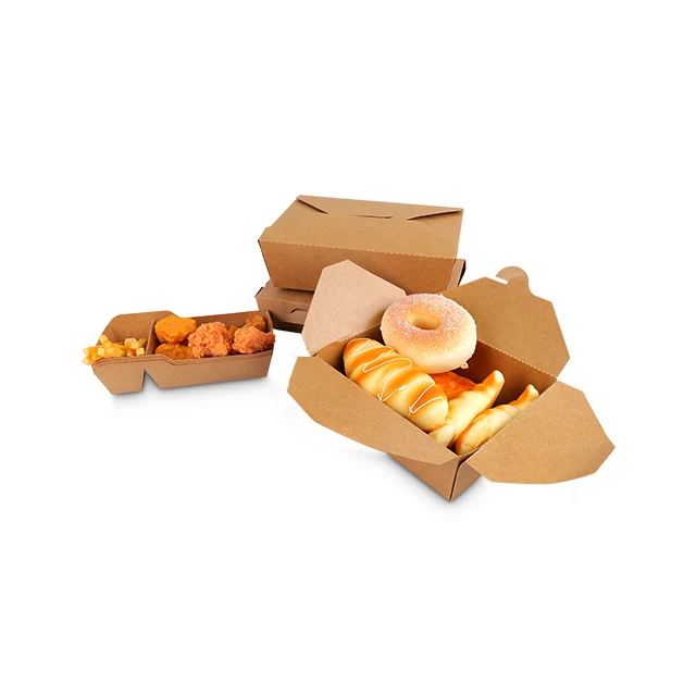 Factory Price Customized Snack Takeaway Lunch Paper Box Fast Food Kraft Paper Box Oil Proofing Box details