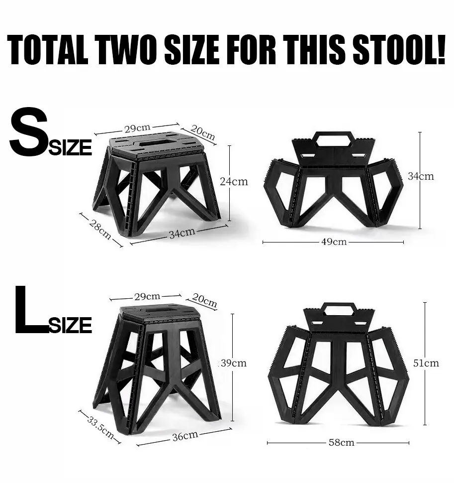 Premium Heavy Duty Folding Collapsible Camping Step Stool Plastic