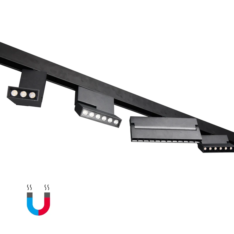 Светодиодный Трековый светильник, линейная направляющая, Cob, с регулируемой яркостью, 48 В, встроенный светильник, магнитный Трековый светильник, система освещения