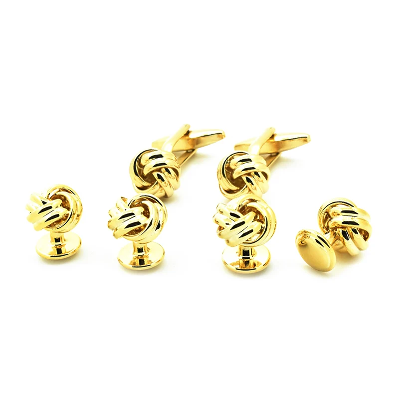 Wholesale Elegant Love Knot Cufflinks Studs Custom Mens Suit Shirt Fashion Accessory Trendy Wedding Tuxedo Jewelry Tie Clip Gift