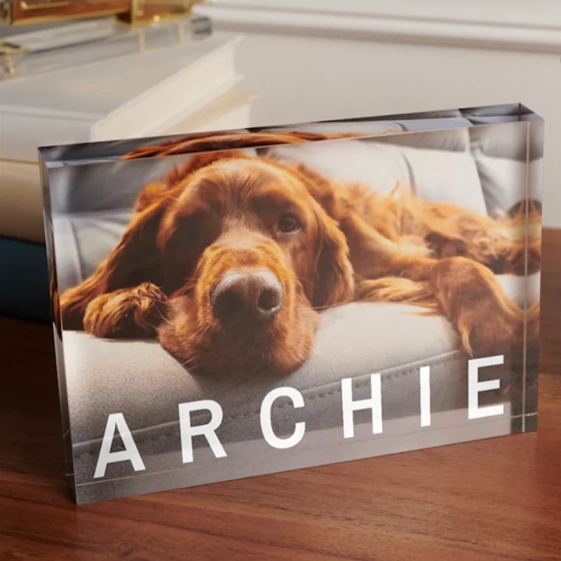 Custom UV Printed Acrylic Logo Brand Block Photo Display Cube Block
