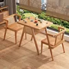 Natural wood color table and chair balcony set