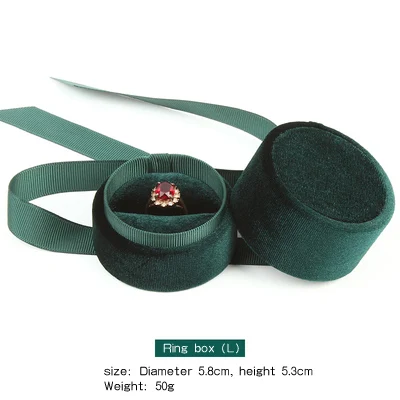 Elegant Mini Velvet Jewelry Box with Round Circle Ribbon  Premium Gift Packaging for Rings
