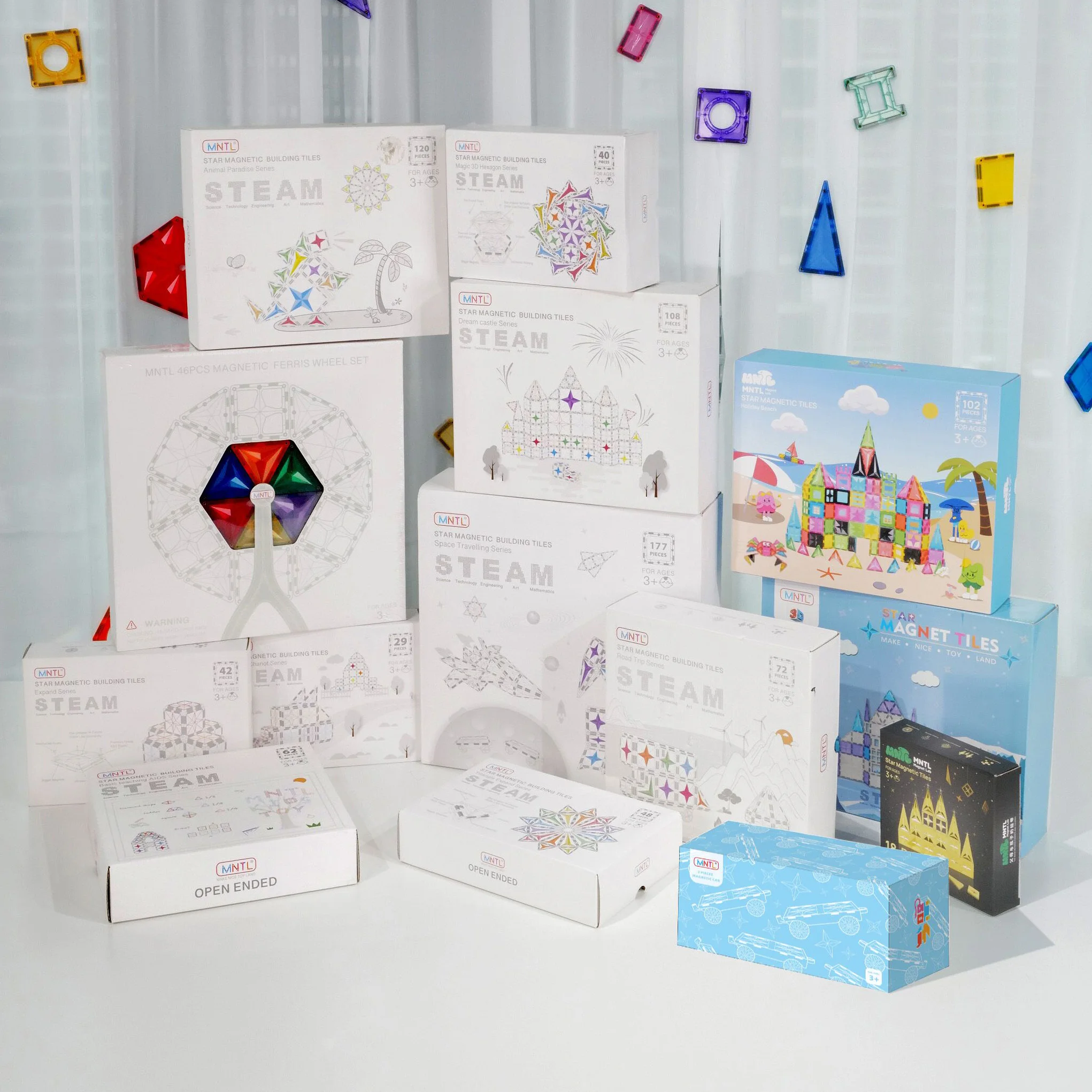 Mntl 108pcs Magnetic Building Blocks 3d Diy Models Intellectual Star Magnetic Building Tiles Toys for Kids
