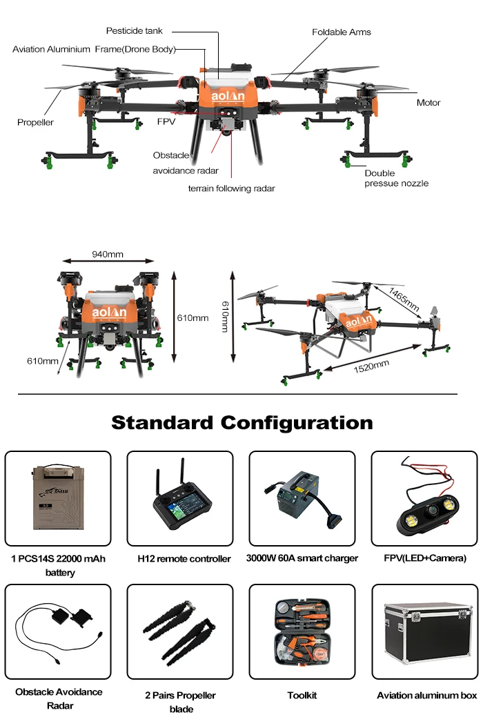 Agricultural Drone Crop Protection Farm Sprayer Uav Drone Crop Sprayer ...