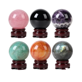 Natural Rose quartz Magic Crystal ball Healing stone ball Sphere Crystal ball decoration with base