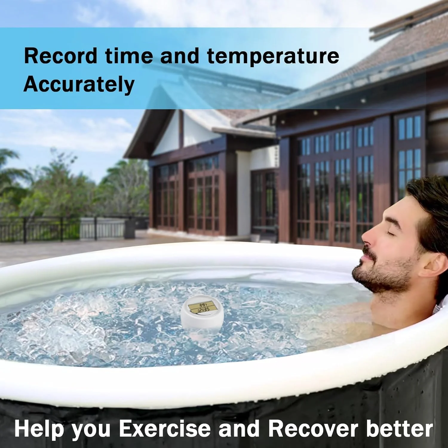 Unique Ice Bath Waterproof Plunge Thermometer Ice Bath Water Digital Quality Floating Bath Thermometer and Timer for Adults