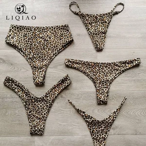 Women's Neutral Leopard Print Floral Push up Halter 2 Piece Set Swim Bottom Assortment