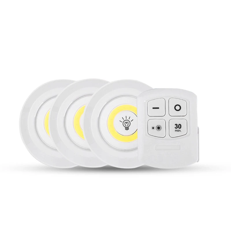 Smart LED Light 3W COB LED Dimmable Wardrobe Puck Night Lamp for Bedroom Cabinet Lighting Remote Control