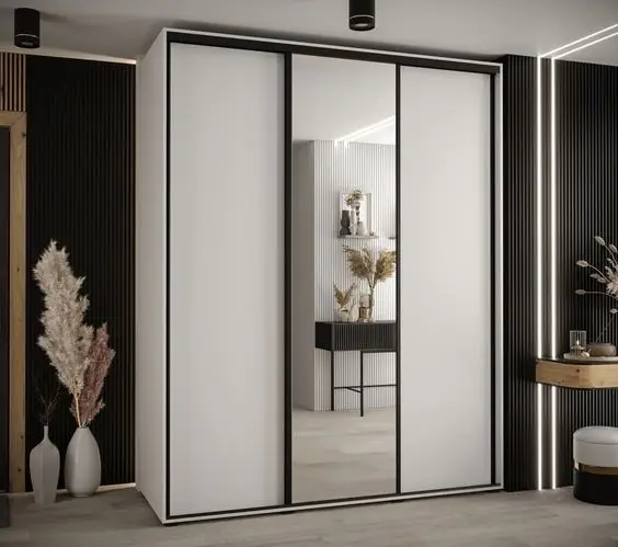 Professional Custom Design Modern Style Lacquer Door Sliding Door Wardrobe Wooden Closet