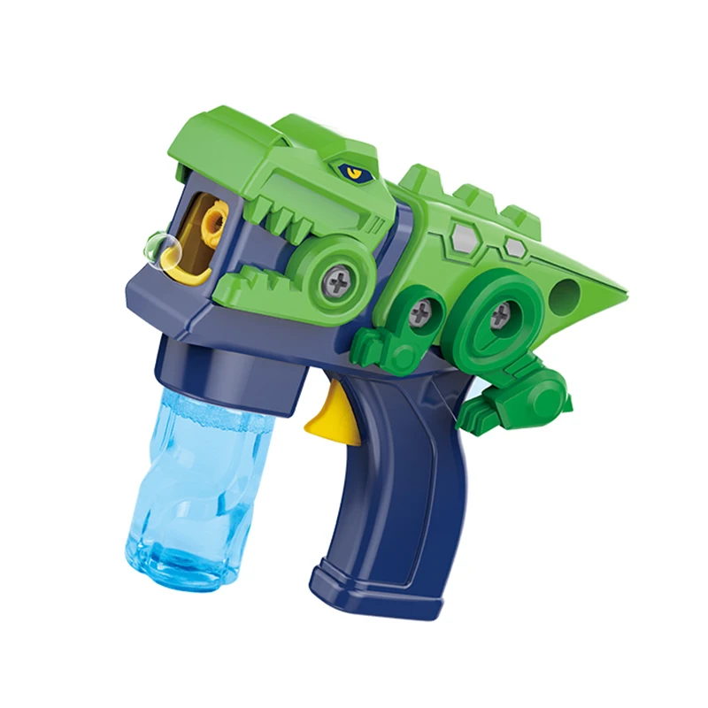 Máquina de burbujas de mano, pistola de burbujas de dinosaurio eléctrica,  juguete de desmontaje de B/O, pistola de burbujas de jabón de dinosaurio