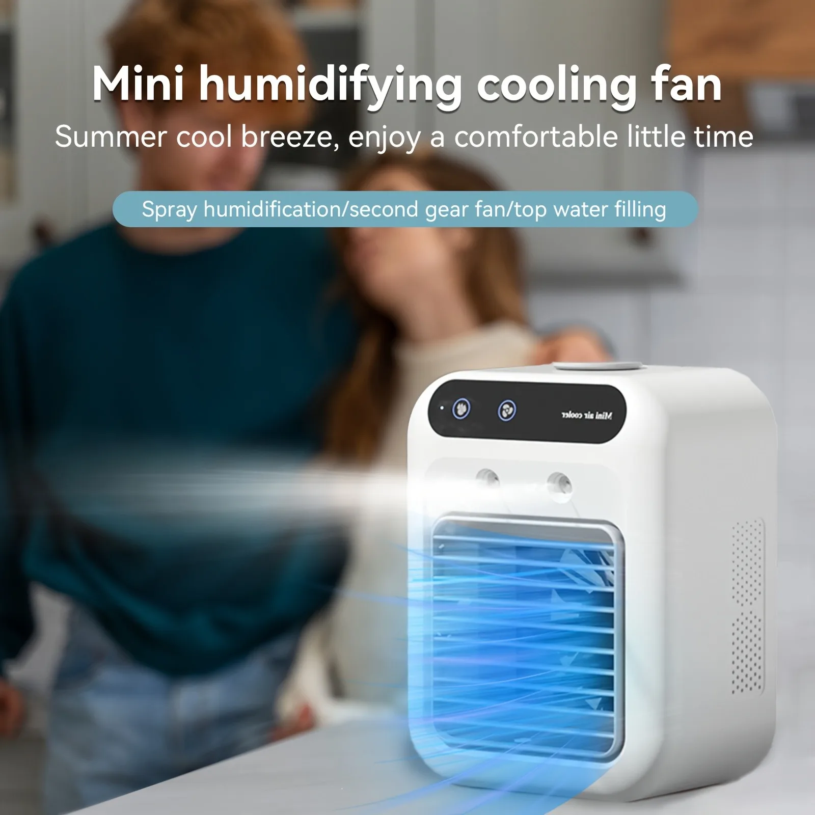 Humidifier Cooler Fan 2 Gear Air Conditioner Small Fans Portable USB Chargeable Desktop Spray Fans For Office Dormitory Room_voghion.com